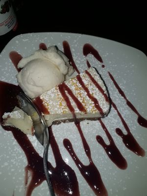 Lemon cheesecake with ice cream at Inn on the Pond in Redhill