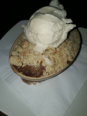 Crumble with ice cream  at Inn on the Pond in Redhill