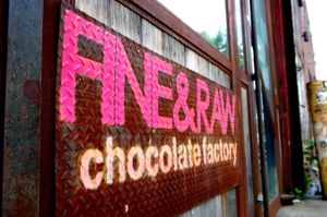 Outside the cafe. at FINE & RAW in Brooklyn