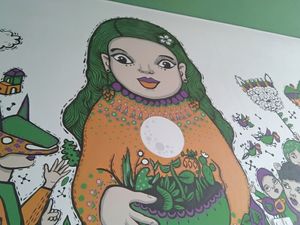Wall art at Vegano De Altura in Quito