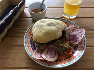 Lunch - sanduche with tofu. at Vegano De Altura in Quito