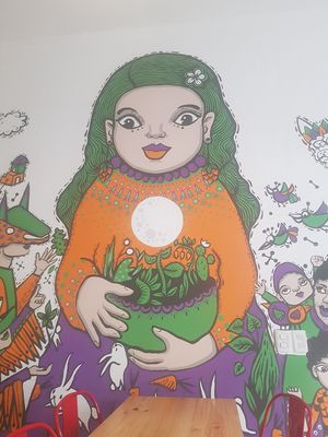 Nice wall art at Vegano De Altura in Quito