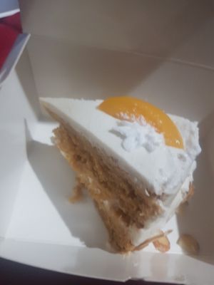 Insanely amazing peach cake! at Vegano De Altura in Quito