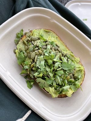 Avo Toast! Cilantro and Pepitas   at SFO - Ladle and Leaf - T3 in South San Francisco
