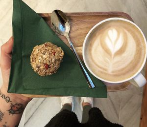 some coffee & energy ball at Kalos Coffee & Luncherie in Luxembourg City