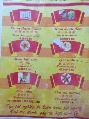 Menu at Thien Phuc in Ha Giang