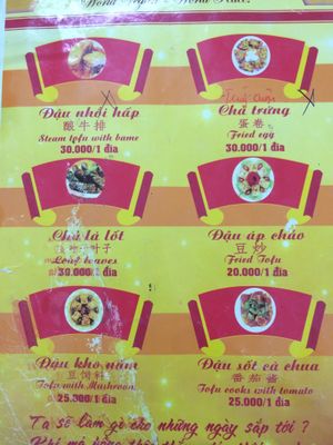 Menu at Thien Phuc in Ha Giang