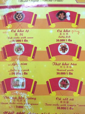 Menu at Thien Phuc in Ha Giang