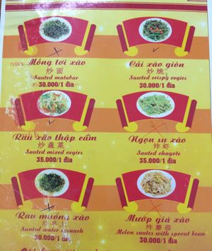 Menu at Thien Phuc in Ha Giang
