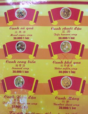 Menu at Thien Phuc in Ha Giang