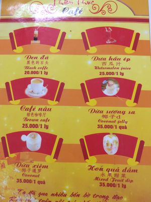 Menu at Thien Phuc in Ha Giang