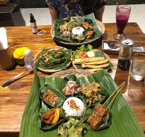 2x Nasi Campur, 1x Fried Tempeh, 1x Balinese Spinach  at Sun Sun Warung in Ubud