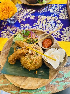 Nasi Campur fried rice with no egg. 😋  at Sun Sun Warung in Ubud