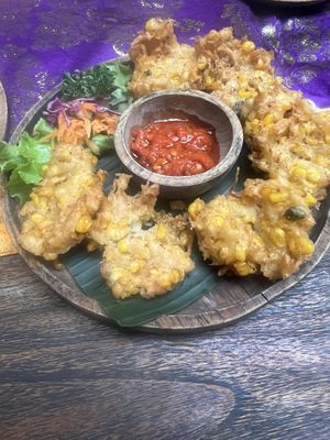 Corn fritters   at Sun Sun Warung in Ubud