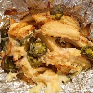 Crinkle wedges with Sheese & jalapeños at Papa John's in Tamworth