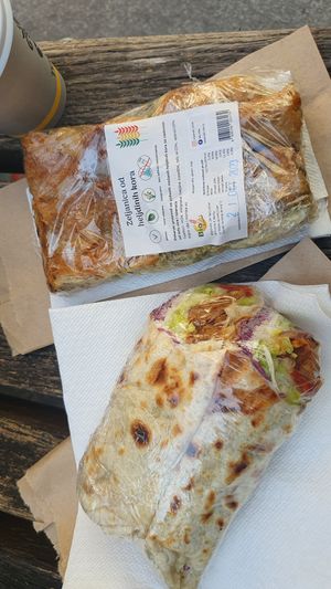 Pie and wrap at Veganski Kiosk in Belgrade
