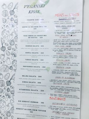 menu at Veganski Kiosk in Belgrade