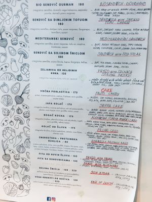 menu at Veganski Kiosk in Belgrade