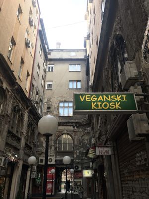 Here it is! Down the passage from the main, pedestrianised street  at Veganski Kiosk in Belgrade