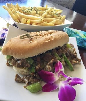 Philly Cheesesteak at Wisdom's Vegan Bakery & Cafe in Spring