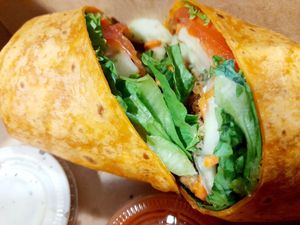 Delicious Wrap , very Filling! at Wisdom's Vegan Bakery & Cafe in Spring