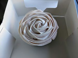 Strawberry cupcake. at Wisdom's Vegan Bakery & Cafe in Spring