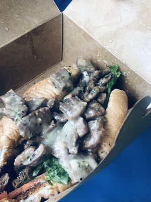 Philly cheesesteak sandwich  at Wisdom's Vegan Bakery & Cafe in Spring