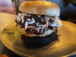 Pulled “pork” sandwich  at Wisdom's Vegan Bakery & Cafe in Spring
