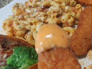 Chicken Strips and Sauces are so bomb,  gotta try em all! at Wisdom's Vegan Bakery & Cafe in Spring