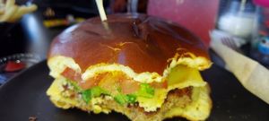 Gouda Burger at Wisdom's Vegan Bakery & Cafe in Spring