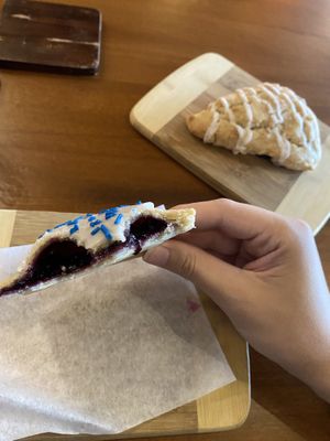 Blueberry pop tart and scone  at Wisdom's Vegan Bakery & Cafe in Spring