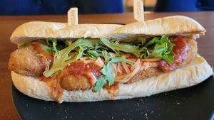 Chicken Parm at Wisdom's Vegan Bakery & Cafe in Spring