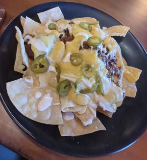 Vegan chorizo and black bean nachos at Wisdom's Vegan Bakery & Cafe in Spring