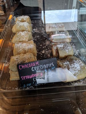 Dessert croissants case at Wisdom's Vegan Bakery & Cafe in Spring