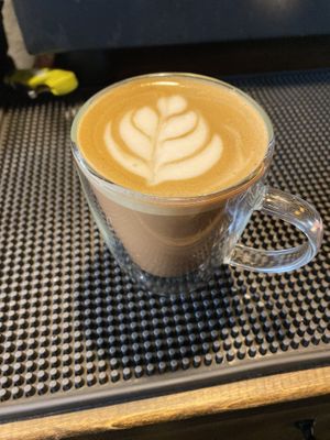 Latte at Wisdom's Vegan Bakery & Cafe in Spring