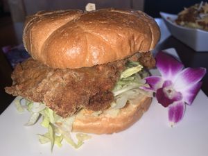 Spicy chicken sandwich  at Wisdom's Vegan Bakery & Cafe in Spring