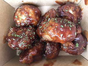 BBQ Cauliflower Bites at Wisdom's Vegan Bakery & Cafe in Spring