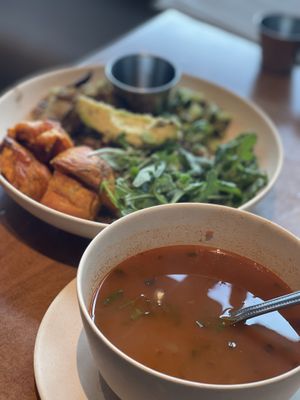 Tomato bean soup  at Flower Child in The Woodlands