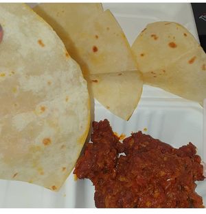 Vish curry and roti. Order 3x roti as they are tiny and very thin.  at The Vegan Chef - Midrand in Johannesburg