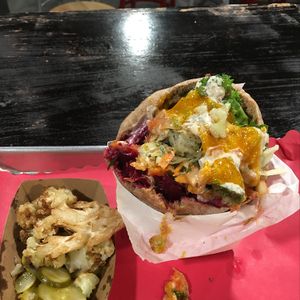 gotta learn the salad bar balancing act! fresh! at Maoz Falafel and Grill - Upper West Side in New York City