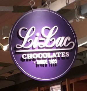 Sign for Li-Lac at Li-Lac Chocolates - Grand Central Market in New York City