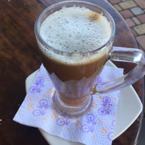 Soy milk capuchino  at Tuna Bistrot in Tena