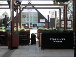 Starbucks outdoor seating area at Starbucks in Spalding