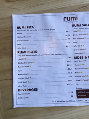 "V" denotes vegan  at Rumi in Chicago