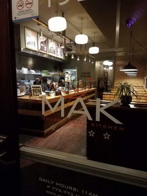 window into the restaurant on Division St at MAK in Chicago