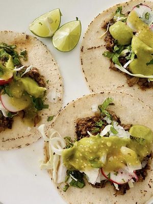 Tacos de cabeza de soya 🌮 at Vegan Center in Hermosillo