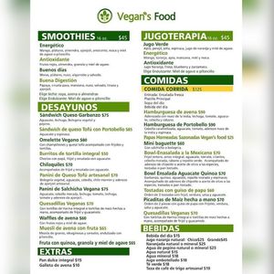 Menú  at Vegan Center in Hermosillo
