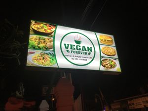 Large, clear signage at Vegan Forever in Denpasar