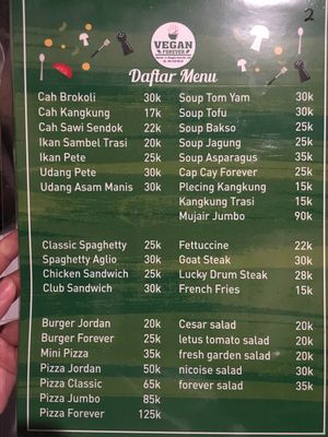 Soups, greens, and western menu  at Vegan Forever in Denpasar