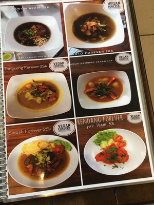 Menu at Vegan Forever in Denpasar